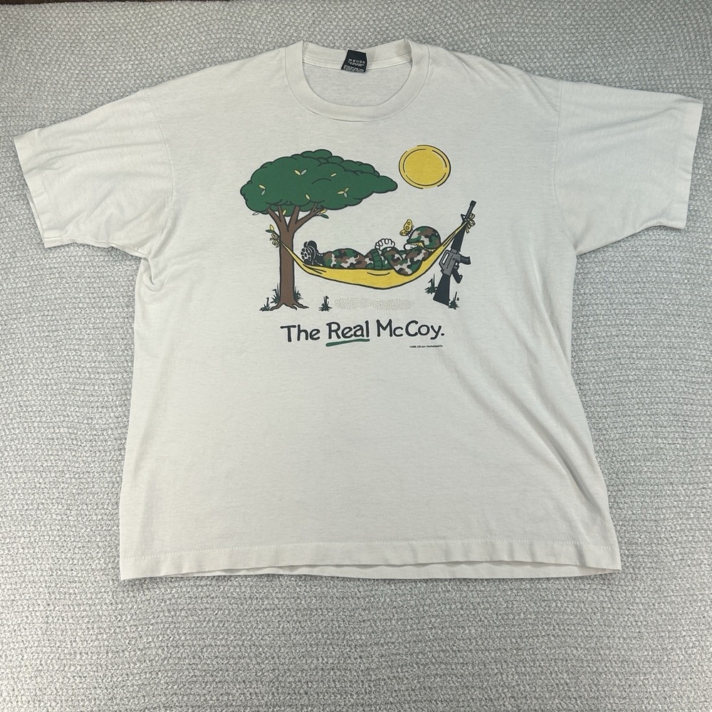 Vintage 1991 T-Shirt Screen Stars XL The Real McCoy Army Graphic Funny